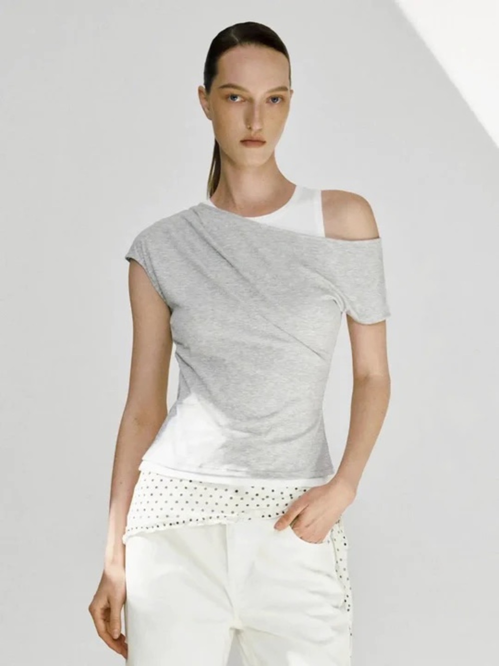 Urban Revivo 2-IN-1 Asymmetrical Draped Top